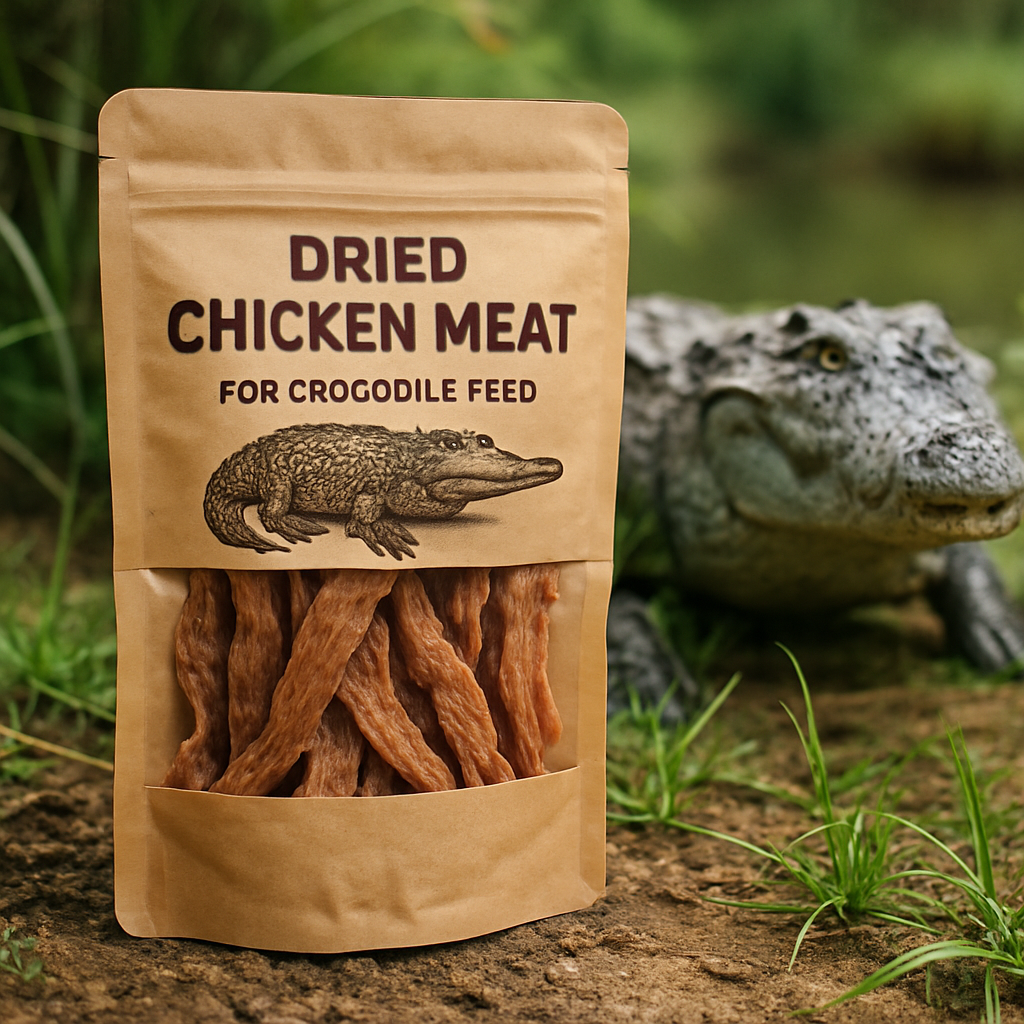 Dried chicken meat for crocodiles